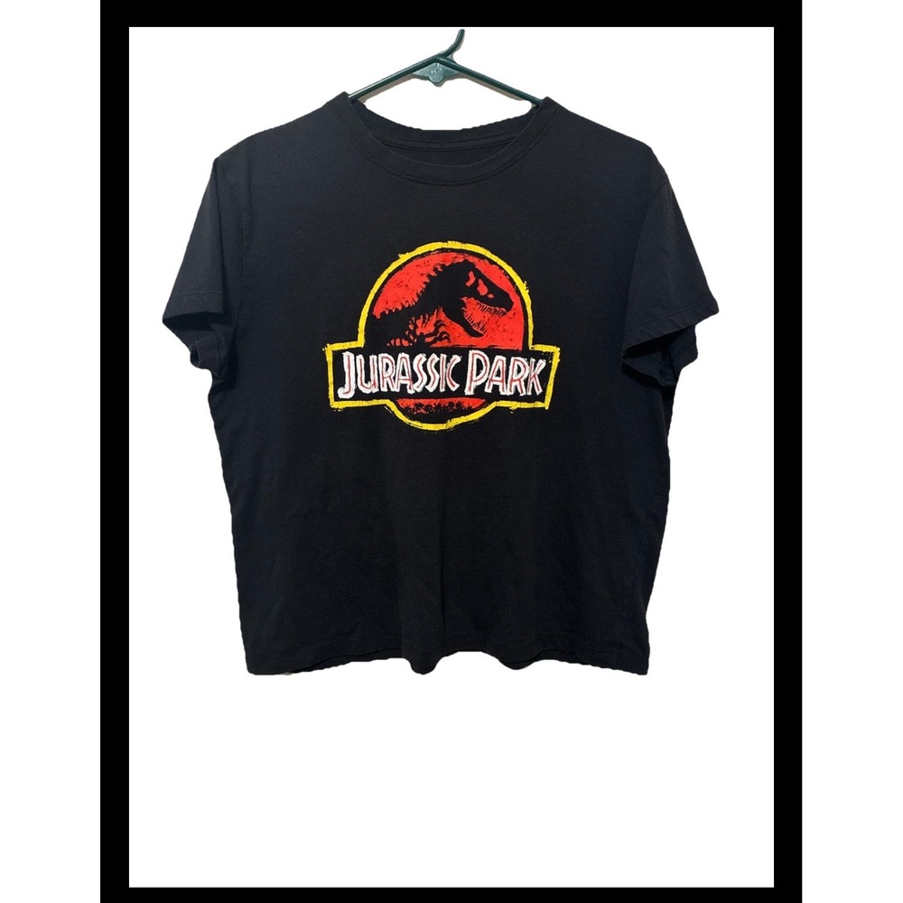 Jurassic Park Kids Graphic T-Shirt Black XL Short Sleeve Dinosaur Logo Tee